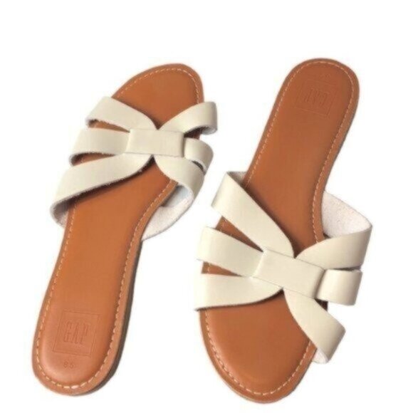 Gap Ivory Leather Summer Casual Slide Sandals 8.5 - Picture 1 of 7